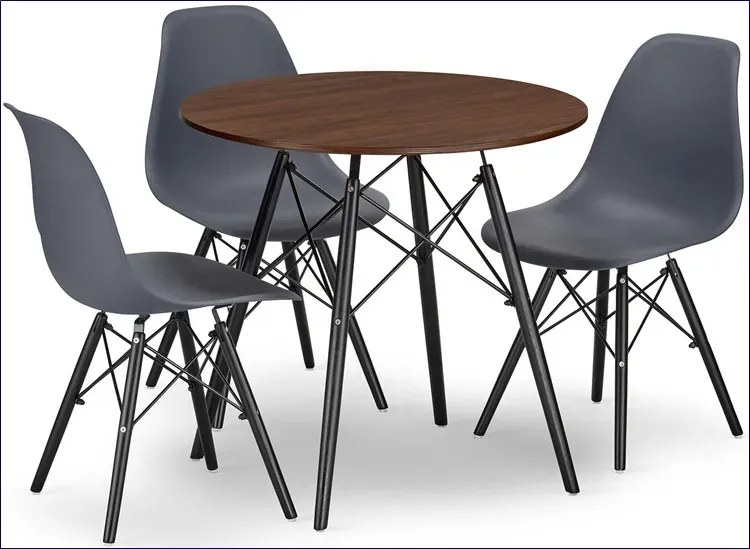 Skandynawski Komplet Stół 80 Cm Jesion I 3 Krzesła S1-M81