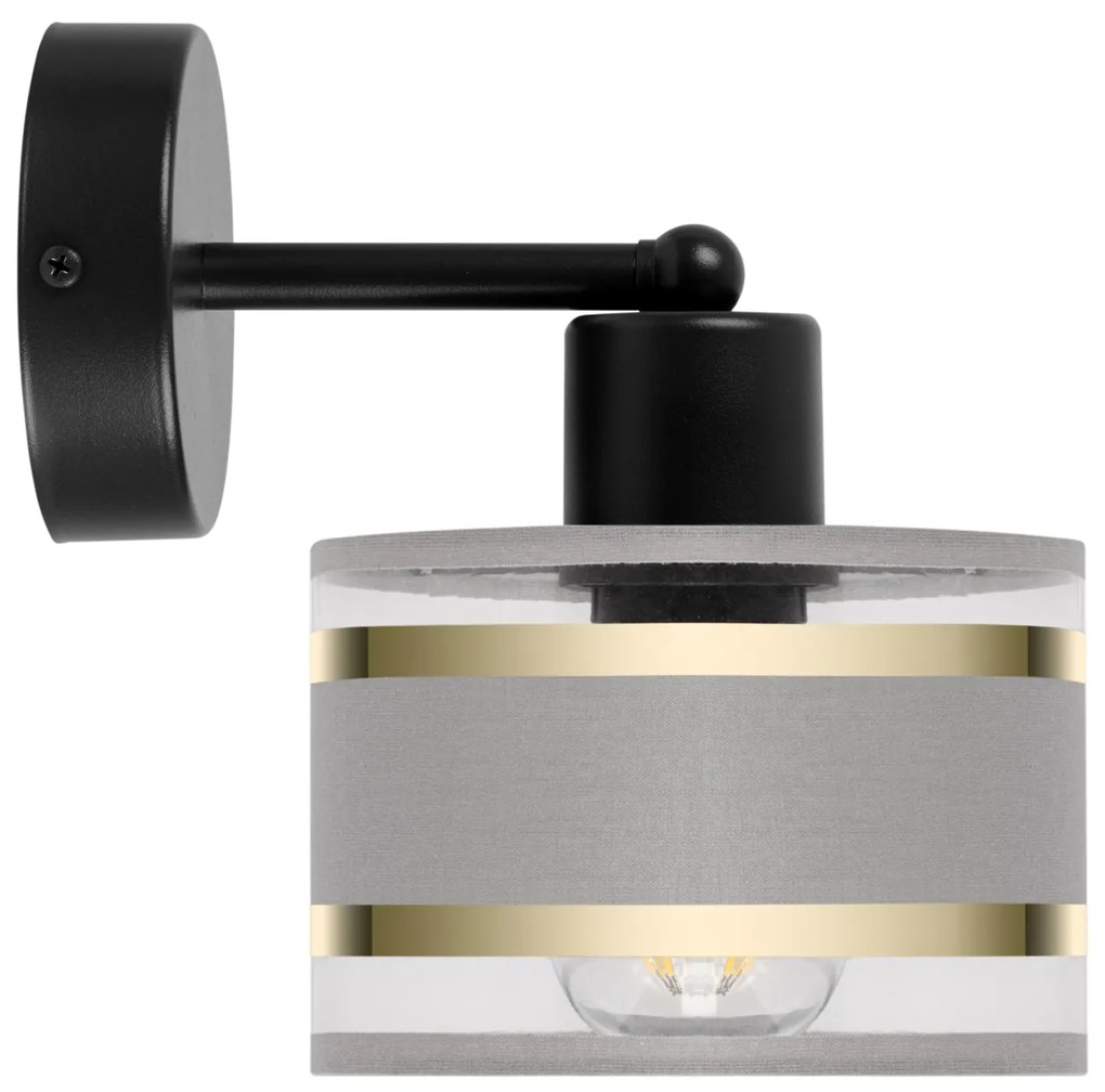 Czarny kinkiet LED z szarym abażurem WD-TI-1010SC-GR jednopunktowy ind