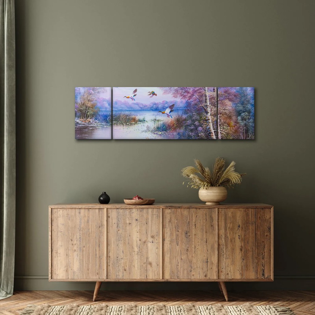Obraz - Idzie jesień, obraz olejny (170x50 cm)