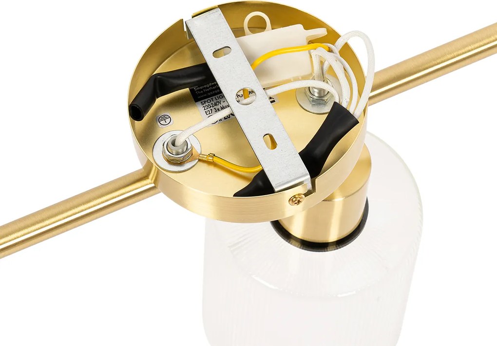 Plafon z reflektorami złoty ze szkłem 3-światła regulowane - Laura