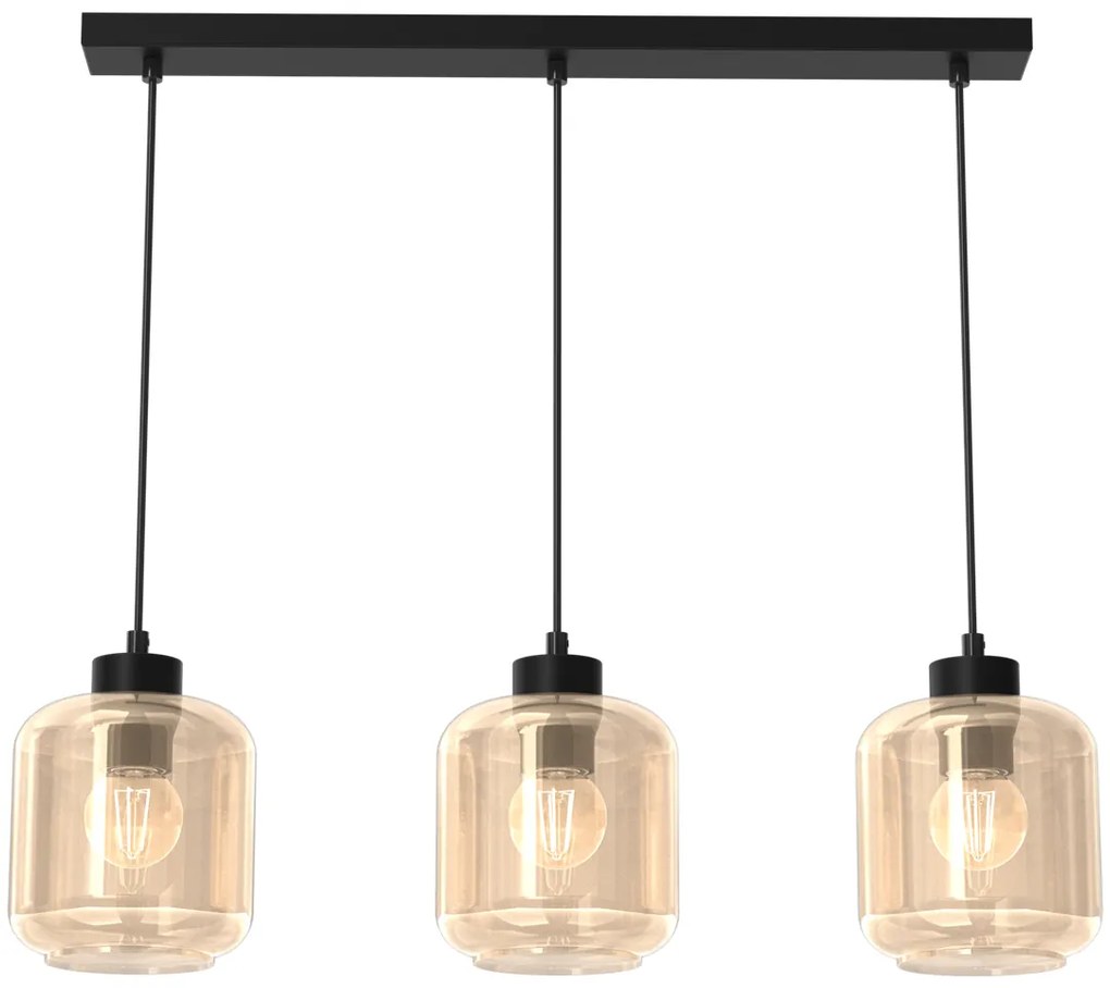 Lampa wisząca SOMBRA AMBER 3xE27, potrójna, 3 klosze, na listwie
