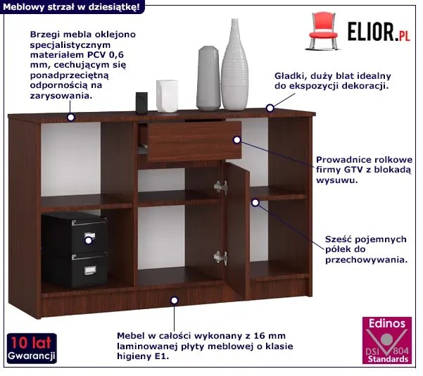Klasyczna komoda z półkami wenge - Bereno 3X