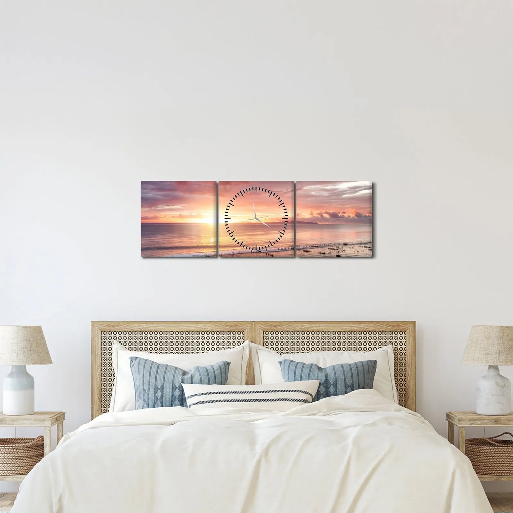Obraz - Morska panorama (z zegarem) (90x30 cm)