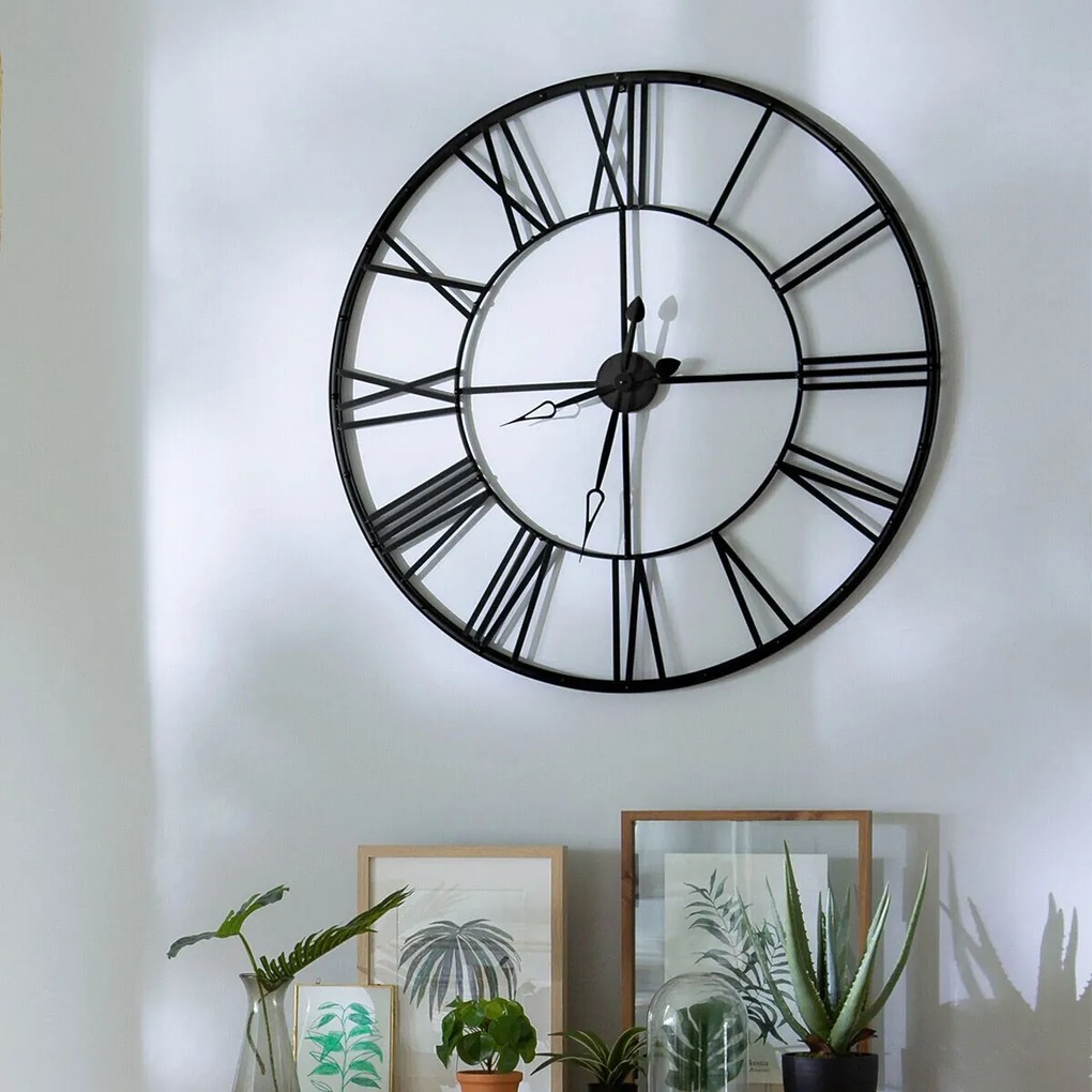 Zegar na ścianę Ø 70 cm, metalowy z cyframi rzymskimi, Atmosphera