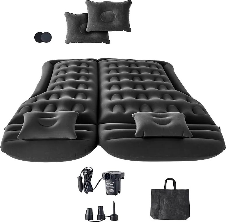 Materac Nadmuchiwany, SucceBuy Nadmuchiwany Materac Samochodowy Kocyk do Spania z Pompą Powietrzną Czarny