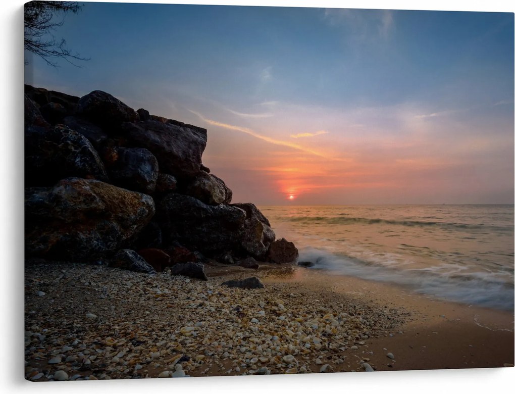 Obraz zachodu słońca na plaży (70x50 cm)