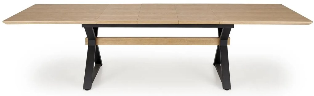 Stół rozkładany HENRY 180(300)x100 dąb naturalny/czarny HALMAR