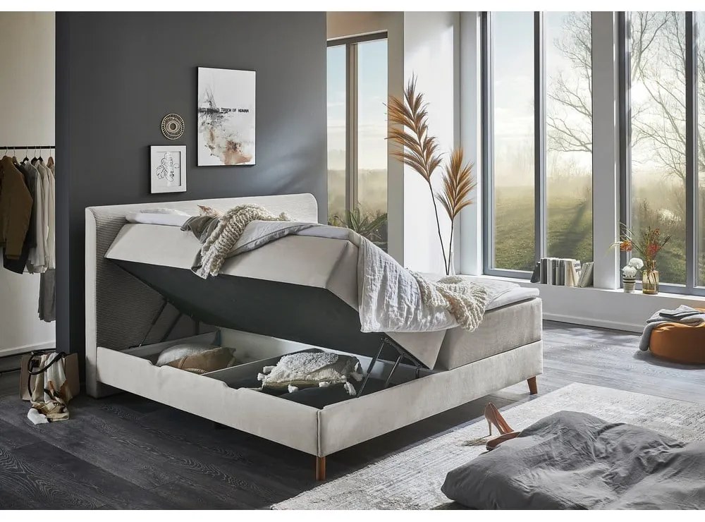 Beżowe łóżko boxspring ze schowkiem 180x200 cm Memphis − Meise Möbel