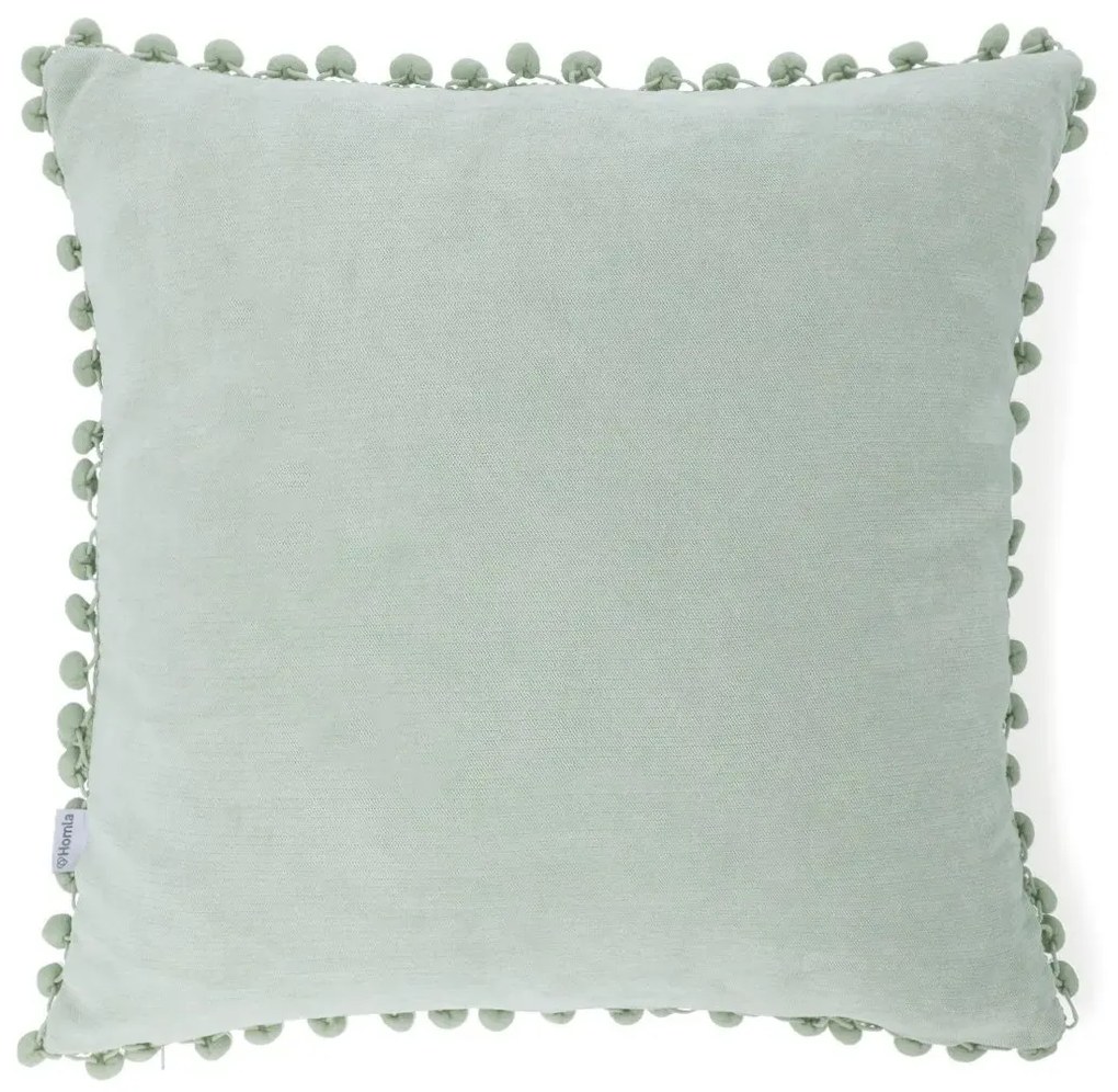 Poszewka dekoracyjna ESLOV z pomponami pistacjowa 45x45 cm HOMLA