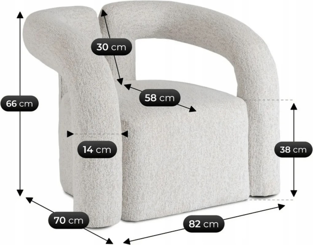 Kremowy fotel w stylu nowoczesnym F7-E05