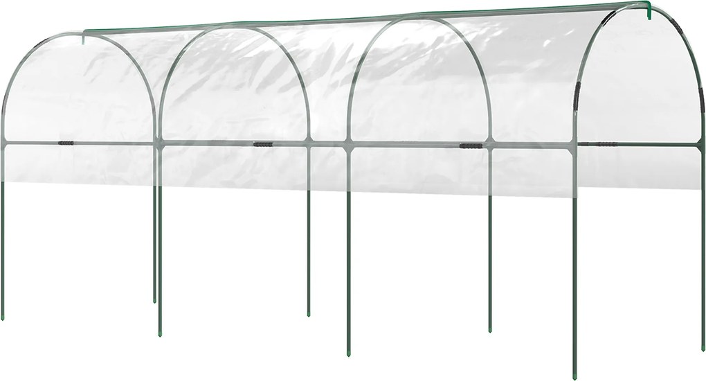 Outsunny Szklarnia mrozoodporna tunel foliowy z łukowym dachem, kotwy gruntowe, 400 x 123 x 171cm przezroczysty | Aosom PL