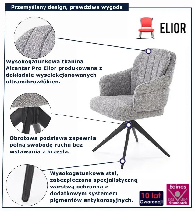 Pikowane szare krzesło nowoczesne D9-L83