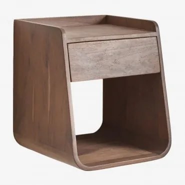 Pack 2 Kwadratowych Szafek Nocnych 35x35 Cm Z Drewna Akacjowego Berigem Ciemny Akacjowy Brąz - Sklum