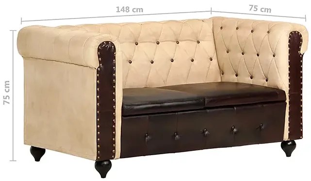 Skórzana 2-osobowa brązowa sofa w stylu Chesterfield - Clementine 2Q