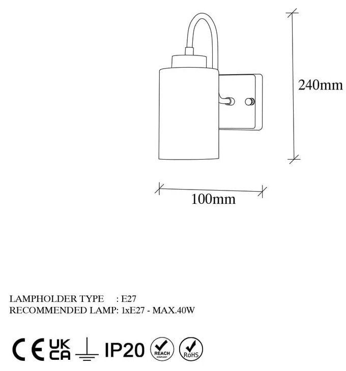 Czarno-biały kinkiet ø 10 cm Duzsuz – Opviq lights