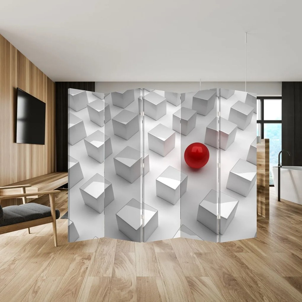 Parawan - Abstrakcja - kostka z kulą (210x170 cm)