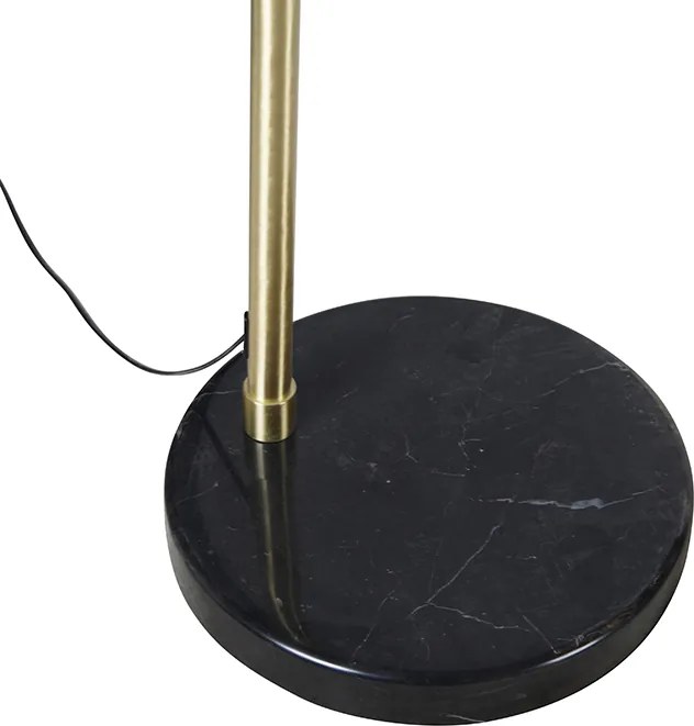 Lampa łukowa mosiężna z marmurem i szarym abażurem z tkaniny 45 cm - XXL