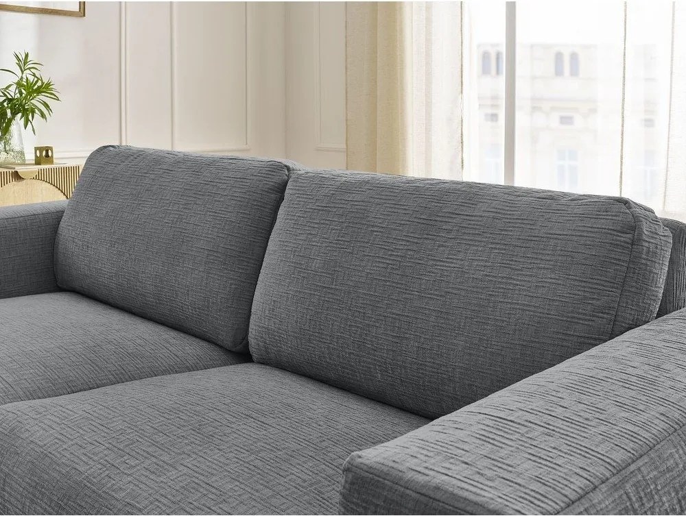 Ciemnoszara rozkładana sofa do spania z tkaniny szenilowej 220 cm Hugo – Bobochic Paris