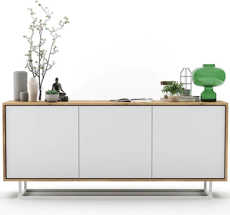 Komoda na nóżkach dąb wotan + biały E7-A32