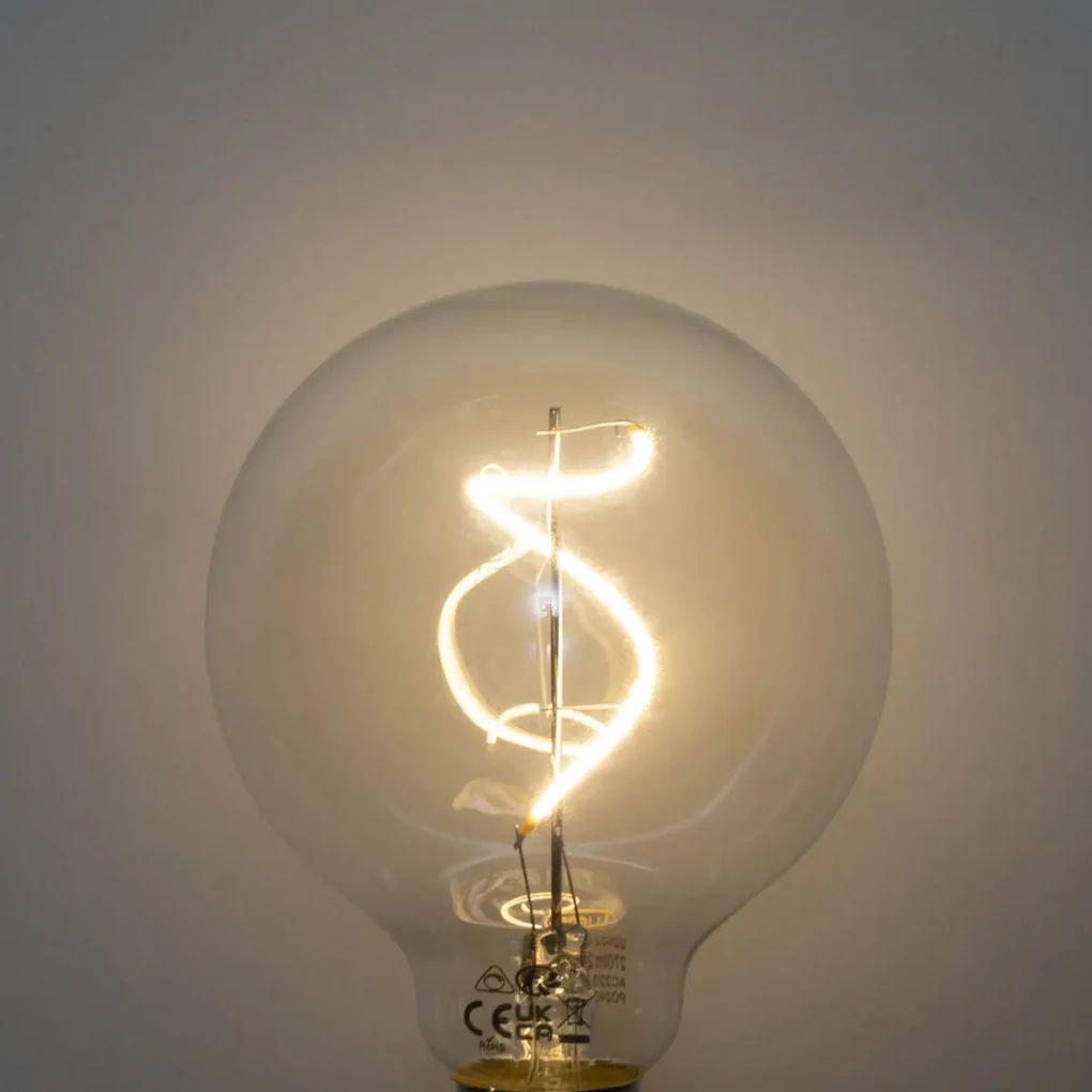 Zestaw 5 Żarówka LED E27 z możliwością ściemniania, spiralny filament G95 4W 270lm 2700K