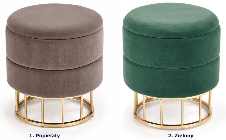 Okrągła pufa glamour Edisos - popielata