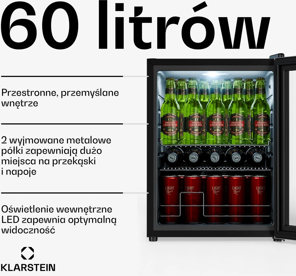 Klarstein Beersafe 64cm 60L Lodówka na Napoje Srebrny
