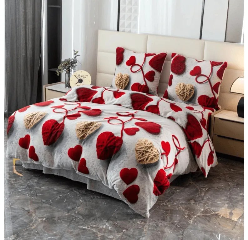 PrzytulneMieszkanie.pl PrzytulneMieszkanie.pl Pościel z mikropluszu VELHEART czerwona Rozmiar pościeli: 70 x 80 cm | 140 x 200 cm