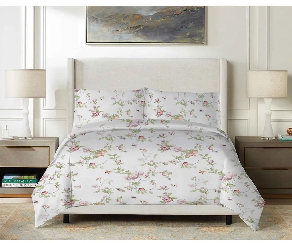 Matex Pościel satynowa Kwiat jabłoni, 140 x 200 cm, 70 x 90 cm