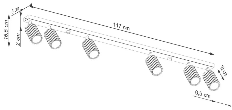 Ceglasta lampa punktowa 6,5x117 cm Gleam – Sollux