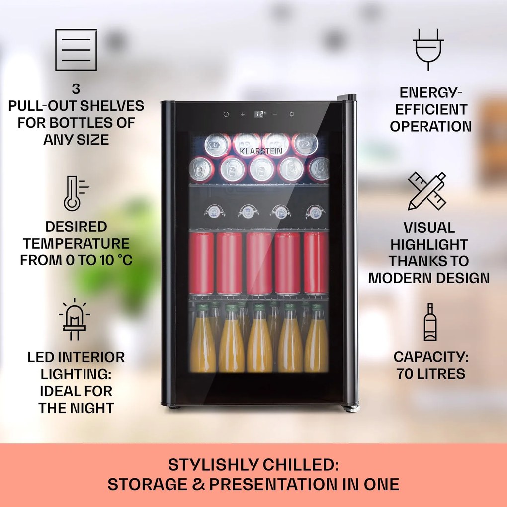 Klarstein Beercave 69.5cm 70L Lodówka na Napoje Czarny