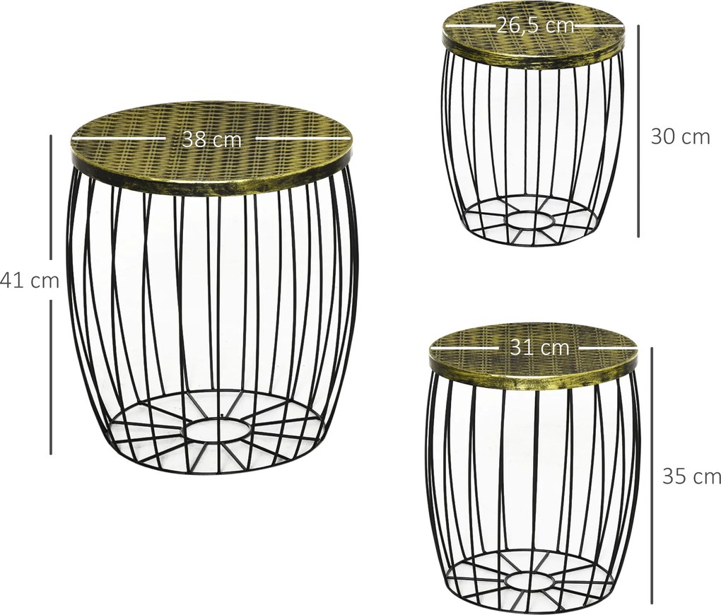 Outsunny stoliki metalowe 38 cm x 38 cm x 41 cm