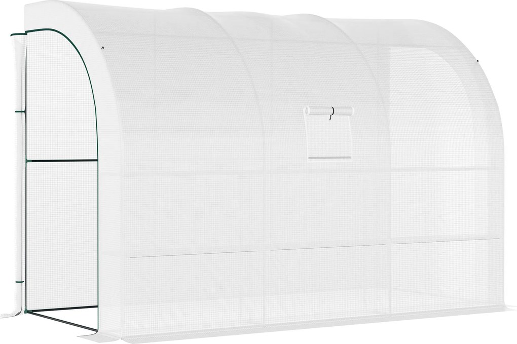 Outsunny Szklarnia ogrodowa z pokrywą foliową, UV-odporna, 3 poziomy, drzwi na zamku błyskawicznym, Biała