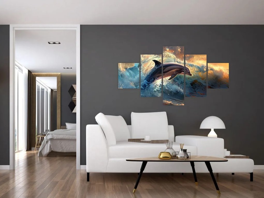 Obraz - Delfin, ilustracje (125x70 cm)