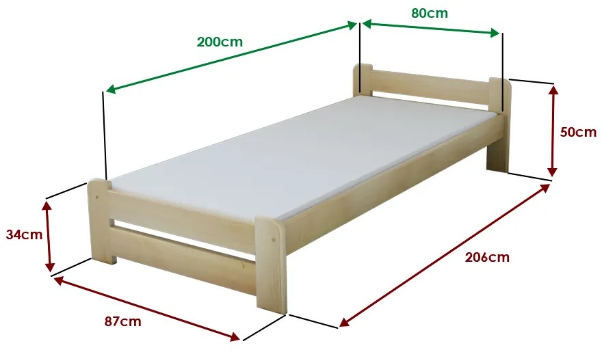 Łóżko Emily 80 x 200 cm, sosna Materac: Materac Coco Maxi 20 cm