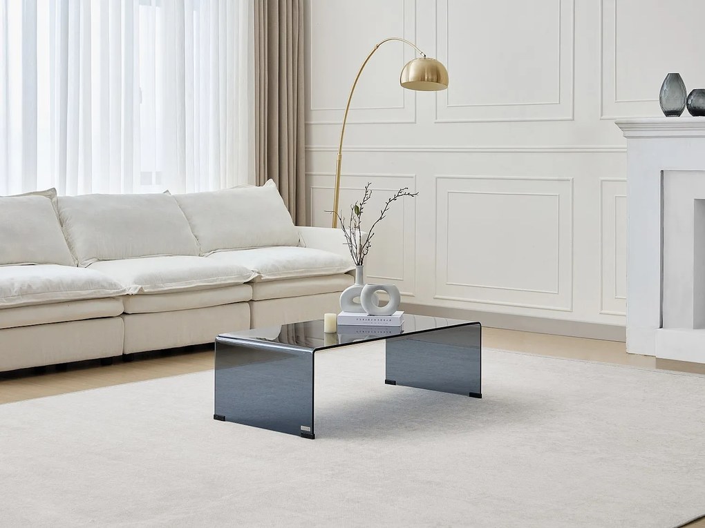 Stolik kawowy z giętego dymionego szkła hartowanego - Czarny - ALONZO