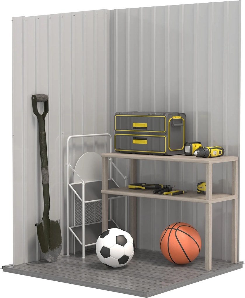Outsunny Szopy Narzędziowe z Metalu 100x103x160cm - Szopa Narzędziowa dla Ogrodu, Szary | Aosom PL