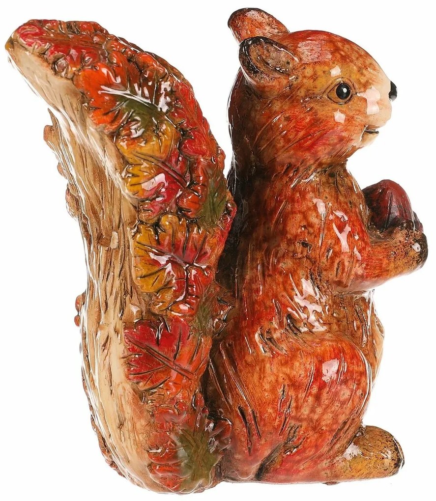 Jesienna dekoracja Wiewiórka z orzechem, 12 x 7 x13 cm, ceramika