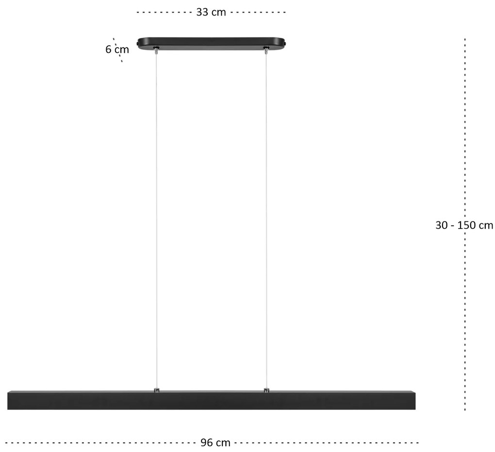 Czarna lampa wisząca LED 96cm z metalu W96LED-4K-SCHWARZ wymienny LED