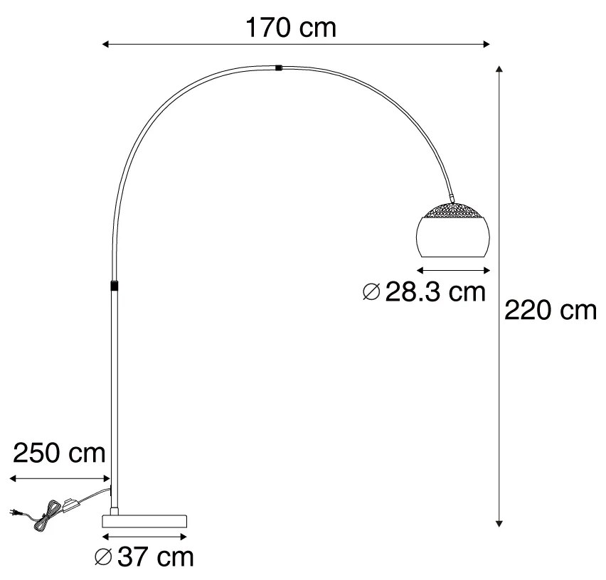 Luk Nowoczesna lampa łukowa ze stali regulowana - Grande Nowoczesny Oswietlenie wewnetrzne