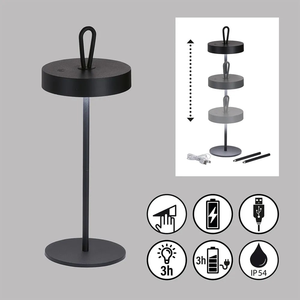 Czarna lampa stołowa LED (wysokość 47 cm) Dord – Fischer & Honsel