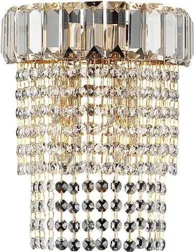 Kinkiet Vladimir 2-punktowy z żelaza i złoconego mosiądzu z kryształkami .22 P.14 BL263-AP2-OR