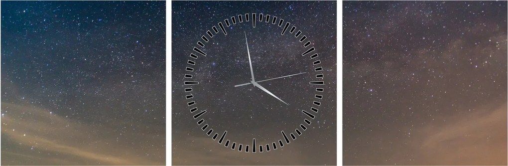 Obraz nocnego nieba (z zegarem) (90x30 cm)