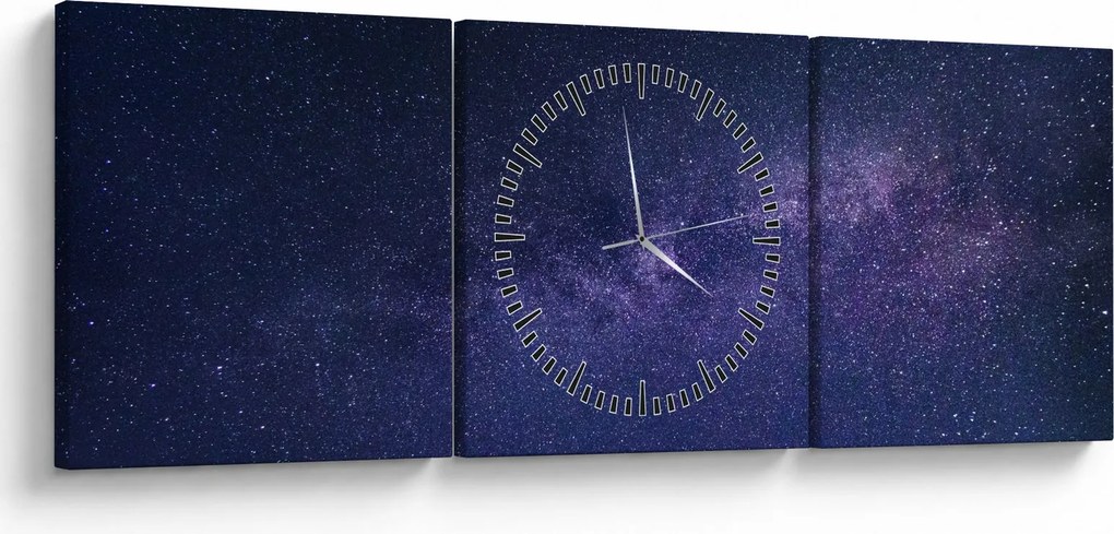 Obraz nocnego nieba (z zegarem) (90x30 cm)