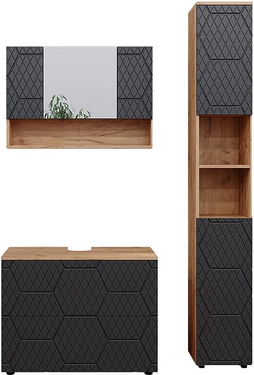 Zestaw mebli łazienkowych antracyt o strukturze plastra miodu 80x41x58.6 irma