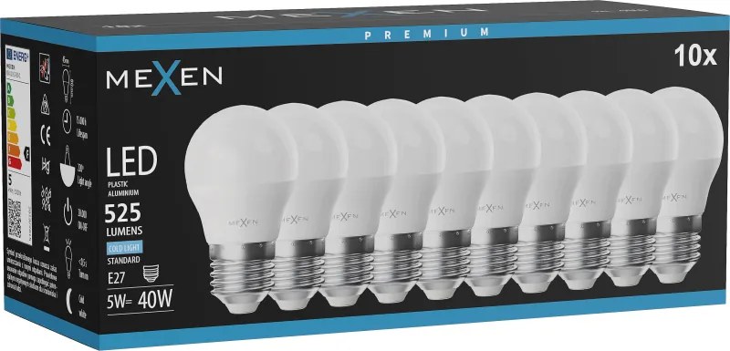 Mexen Nova 10x żarówka LED E27, G45, 5W, Zimna - 6500K, 525 lm - L101-E27-0565-01x10