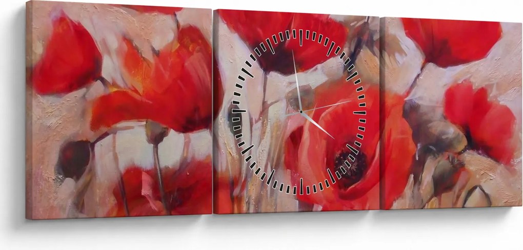 Obraz - Wilcze maki (z zegarem) (90x30 cm)