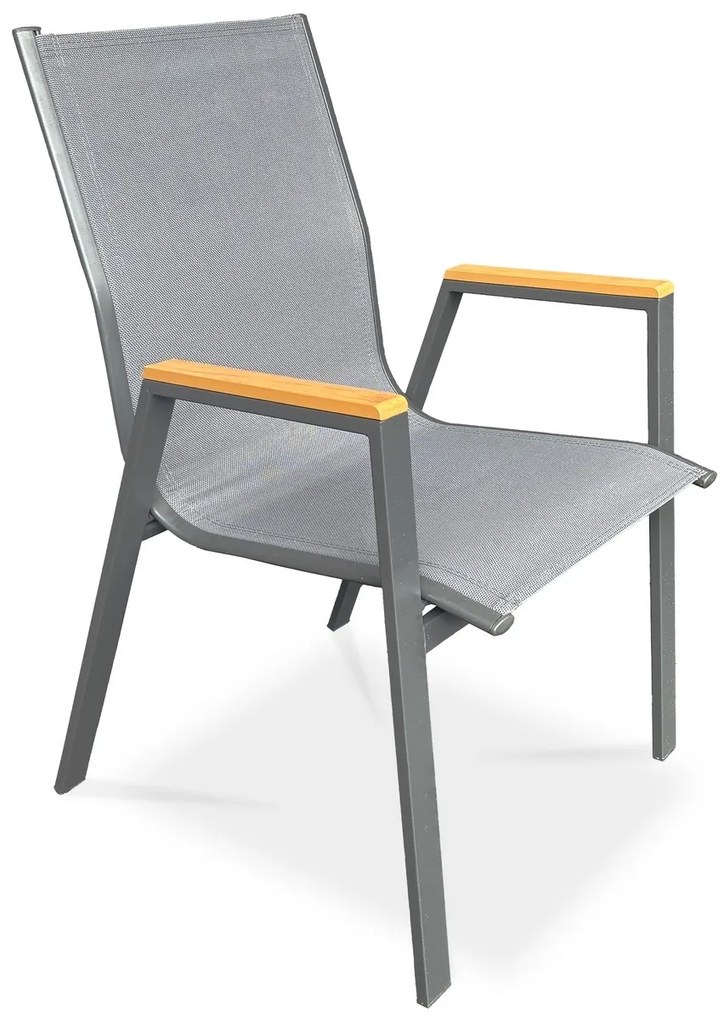 Krzesło ogrodowe Autronic, metalowe, tekstylne, szare, AZC-S1050 GREY