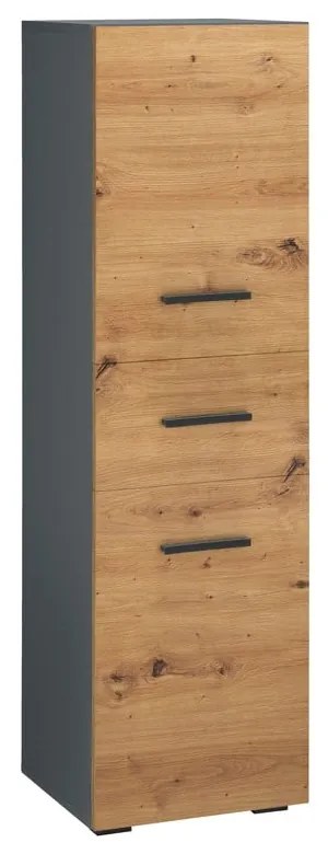 Wysoka wąska szafka łazienkowa w dekorze dębu 130x35 cm Malika – Støraa