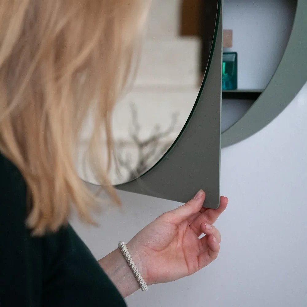 Szarozielona metalowa wisząca/z lustrem szafka łazienkowa 55x55 cm Sonnet – Spinder Design