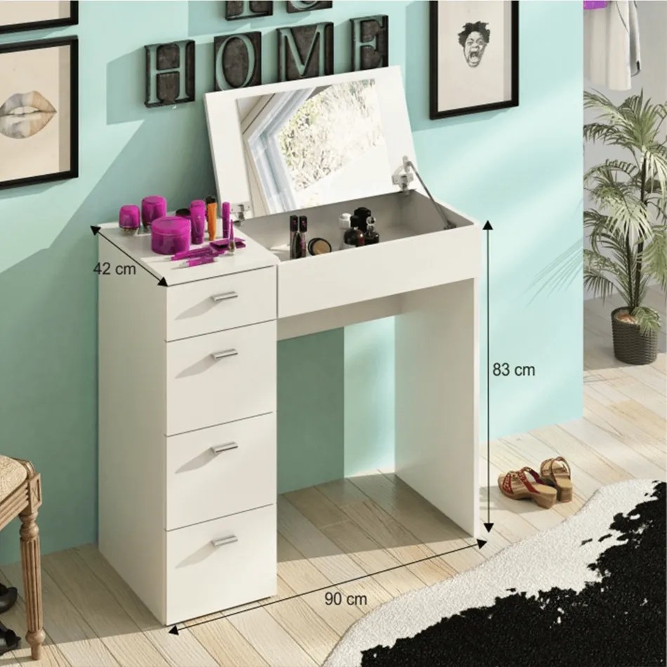 Stolik toaletowy Belina, biały, 90 x 42 x 83 cm